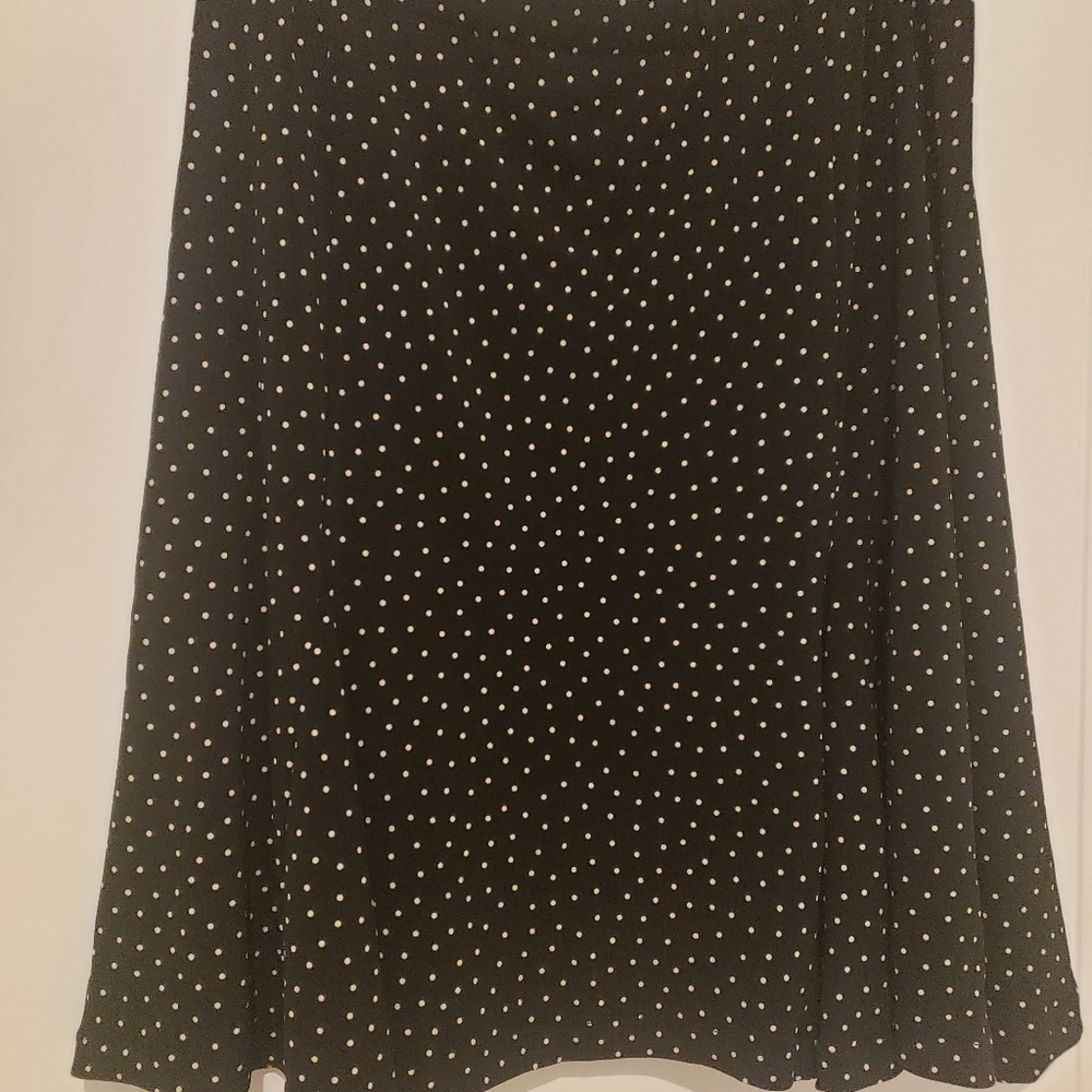 Skirt Black & White Polka Dots Flared Knee-High Skirt